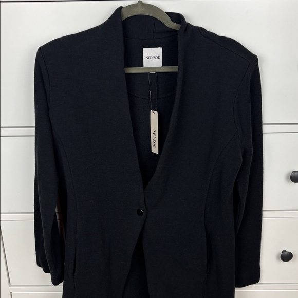 NWT Nic & Zoe Black Onyx Sweater Blazer One Button - L - Picture 2 of 10